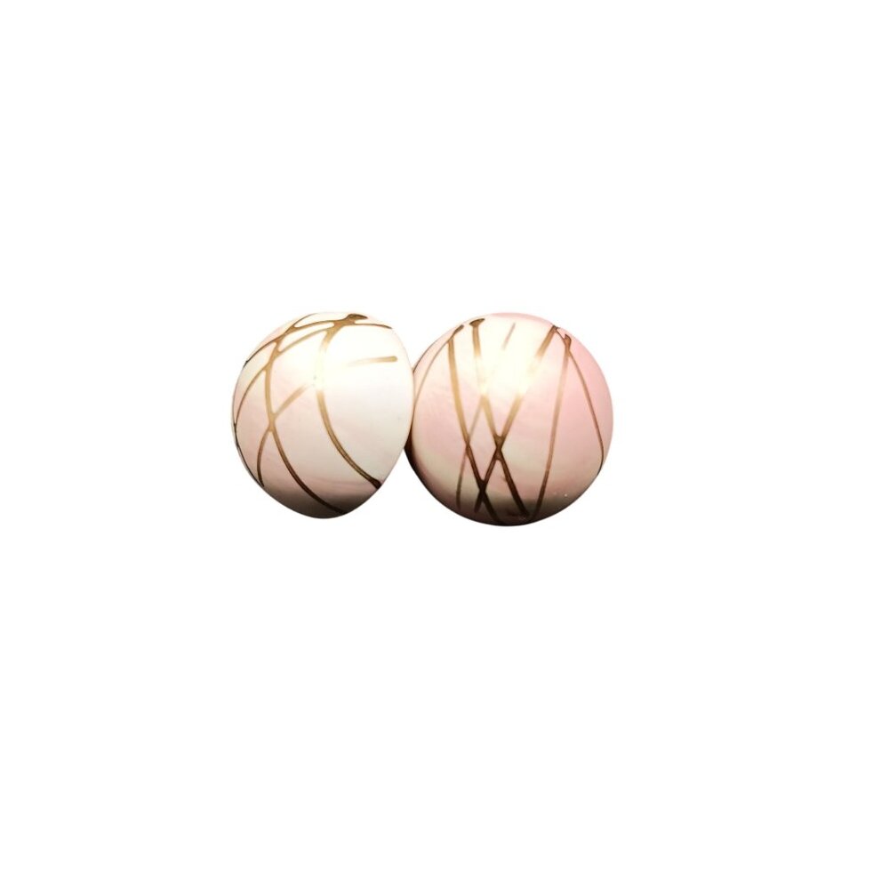 Splatter Paint Artsy Pastel Earrings, Vintage Lucite and Elegant Gold Button